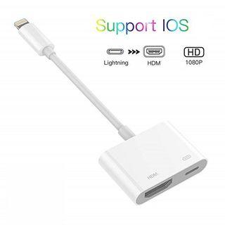 iPhone to HDMI Adapter Lightning Digital AV Adapter with IPhone Charging Port for HD TV Monitor Projector 1080P