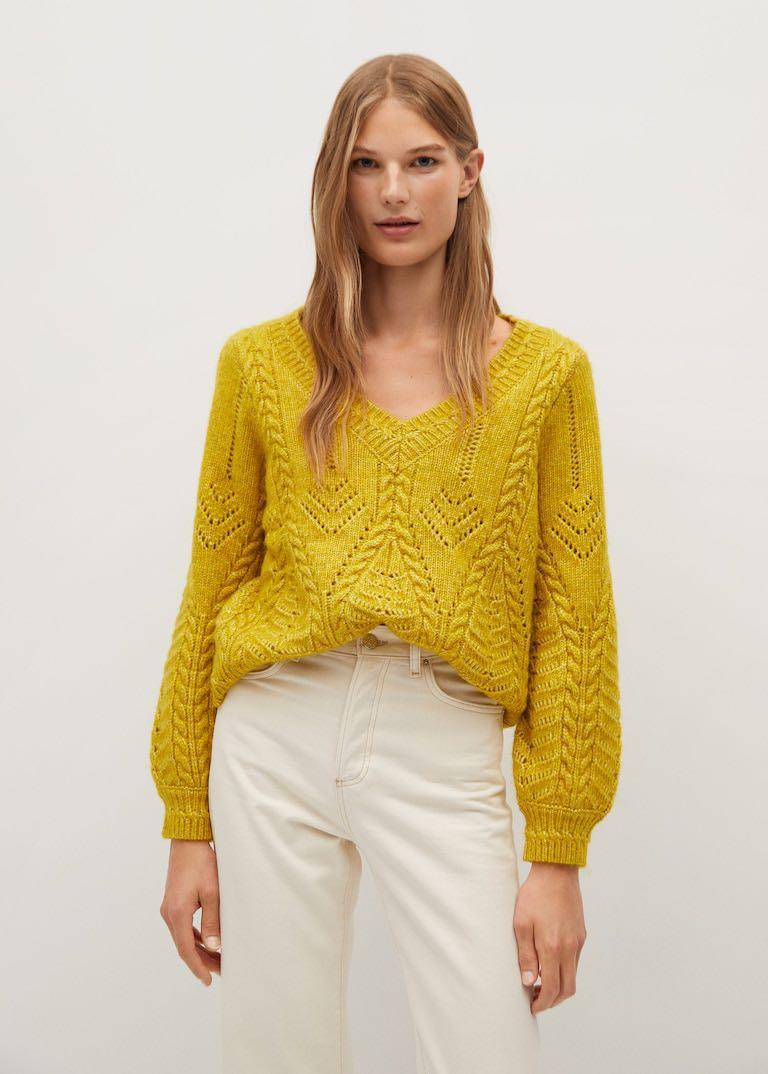 Mango oversized knit v neck sweater Women s Fashion Coats Jackets and Outerwear on Carousell
