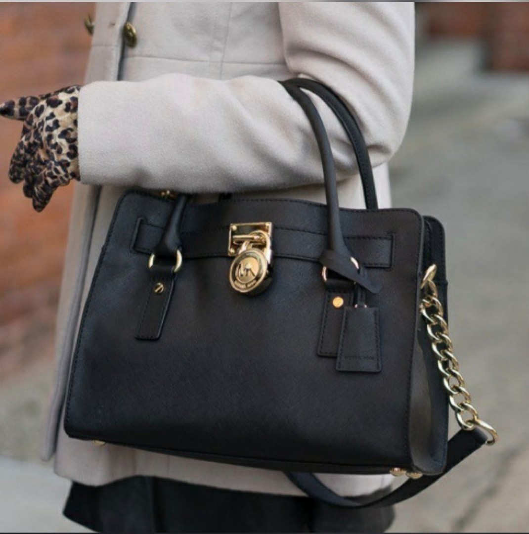 Michael Michael Kors Black Saffiano Leather Mini Hamilton Shoulder Bag