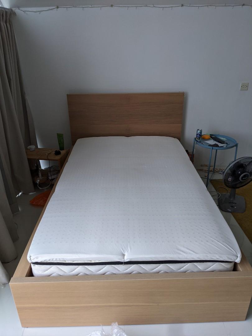 Move out sale! Ikea malm semi double bed w mattress, Furniture 