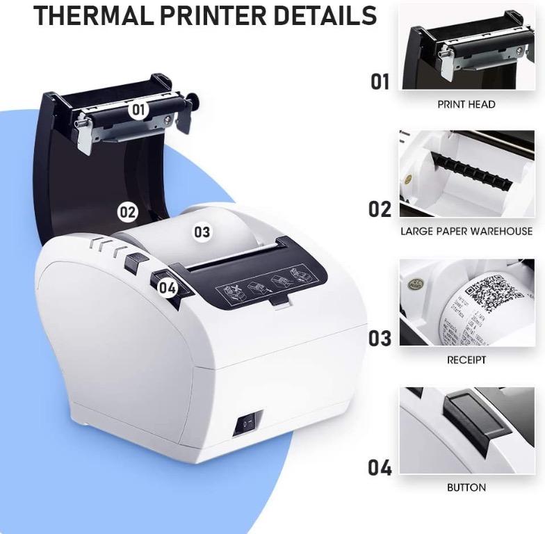 (AJ) MUNBYN WiFi POS Receipt Printer, White 80mm Direct Thermal Printer