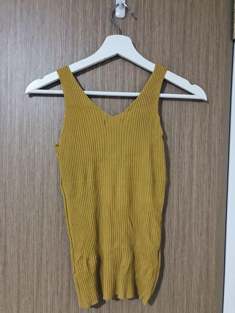 mustard yellow sleeveless top