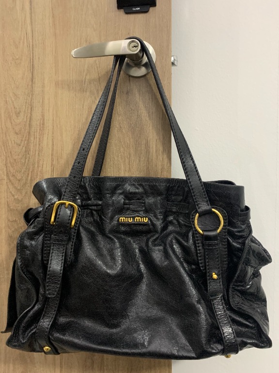Final Reduced Miu Miu Vintage Vitello Lux Black Leather Shoulder