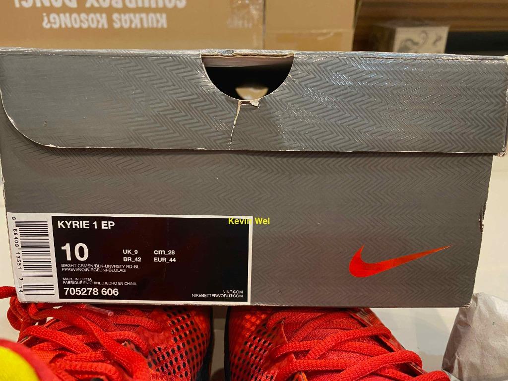 Nike Kyrie 1 Deceptive Red 紅705278-606 籃球鞋US10, 他的時尚, 鞋
