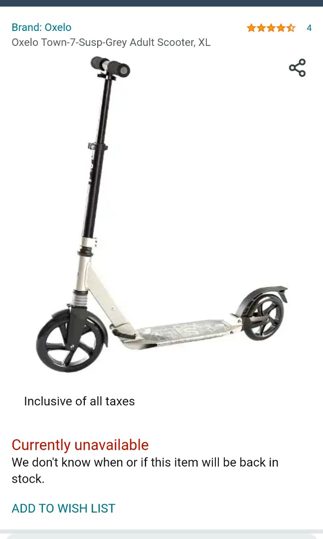 Oxelo Town 7 kick scooter, Sports Equipment, Sports & Games, Skates, Rollerblades & Scooters on