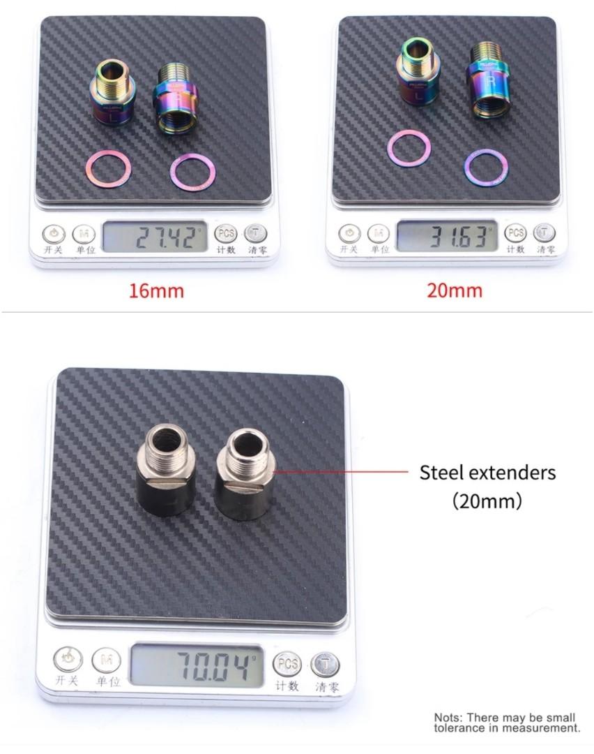 Titanium Alloy Bike Pedal Extenders - 16mm/20mm Spacers For 9/16" Threaded Pedals (MTB, BMX, SPD)