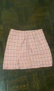 Pink plaid skirt