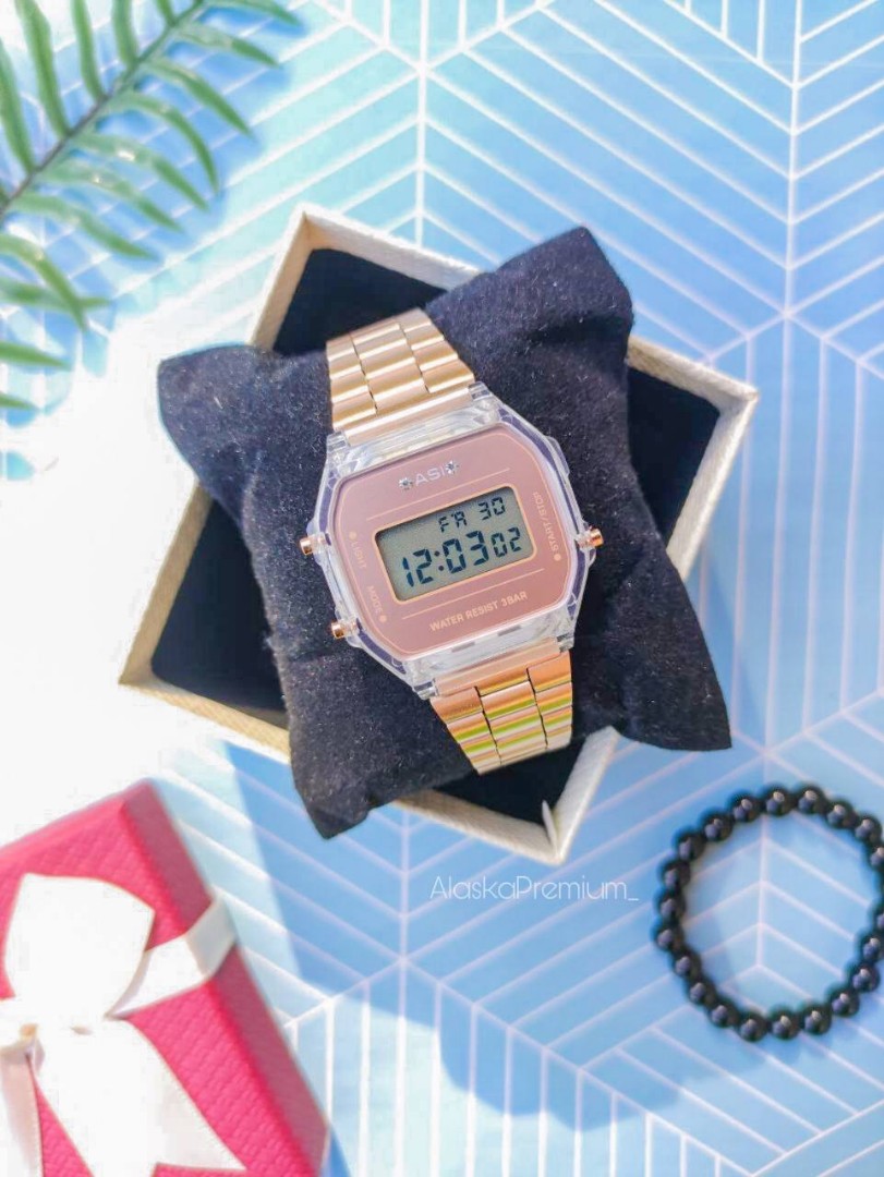 Casio rose gold transparent sales