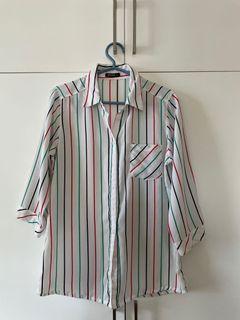 Christmas Stripe Long Sleeves Polo Top