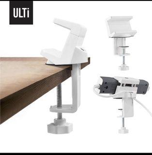 ULTi Power Strip Holder, C-Clamp on Desktop Table, AC Outlet Extension Cord Desk Mount with Cable Management