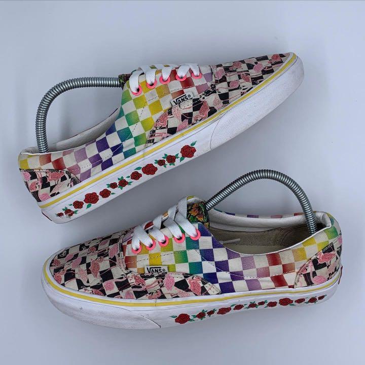 PDSALE Vans Authentic Custom in Flamingo Print Checkerboard Shoes
