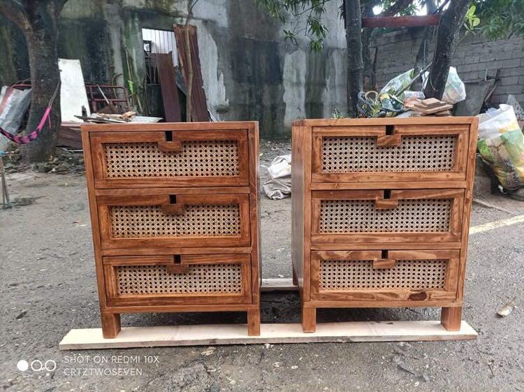Wooden Solihiya drawer side table (Category: Shelves, Cabinets & Racks) located in Paranaque City. Submitted by FLess.ph (Listing ID 1118813471, Image 1). Description: Dimension Inches 18"L 16"W 24"H.