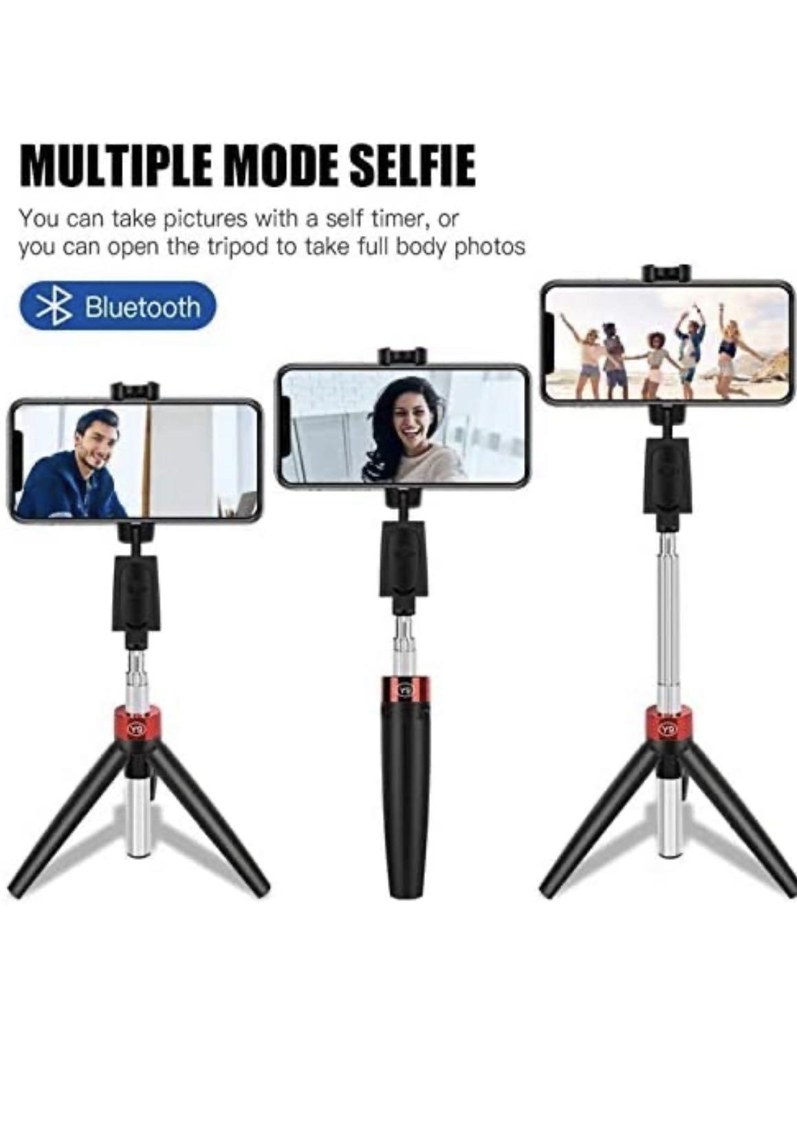 Y9 Black in Extendable Selfie Stick Wireless Bluetooth Mobile