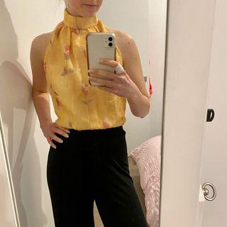 Yellow Silk Halter Top