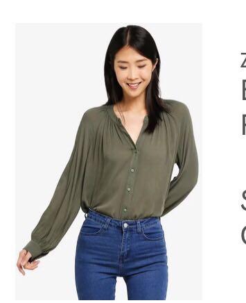 Zalora Basic Notch neck blouse mango 