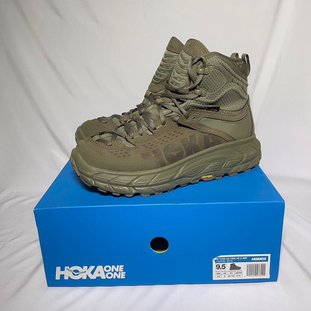 95%new hoka one one ultra tor high 2 wp burnt olive 軍綠色高筒