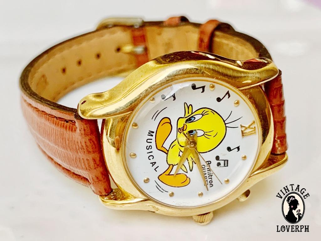 Vintage Armitron Tweety Bird Musical 1996 Goldtone