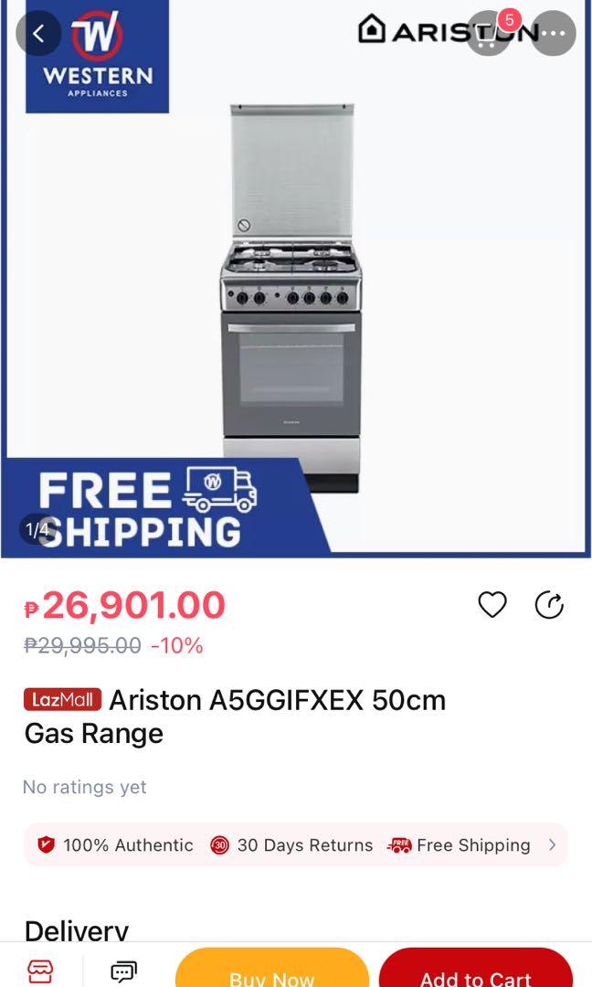 Ariston Indesit GAS Range (with Oven+Rotisserie) FREE GAS TANK