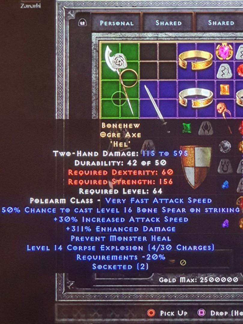 Bonehew Ogre Axe Diablo 2 Resurrected D2R (PC/PS4/PS5), Video Gaming