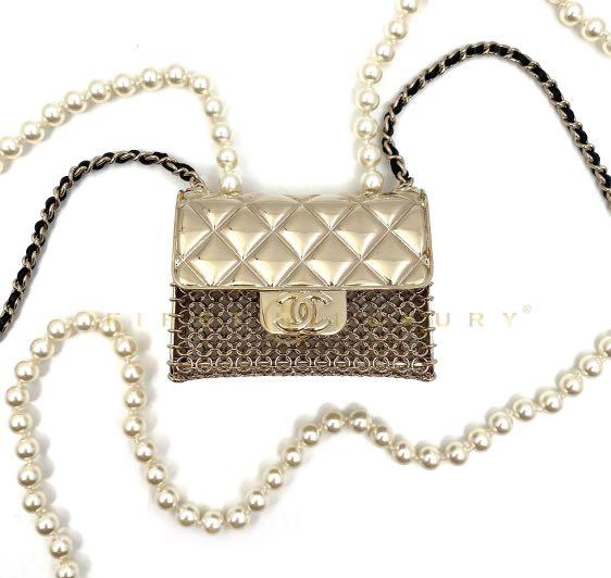 Chanel Micro Bag Pearl Long Necklace