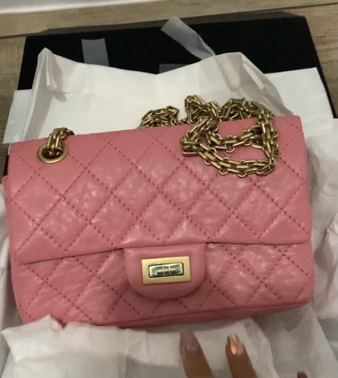 Chanel reissue 2.55mini pink, 名牌, 手袋及銀包- Carousell