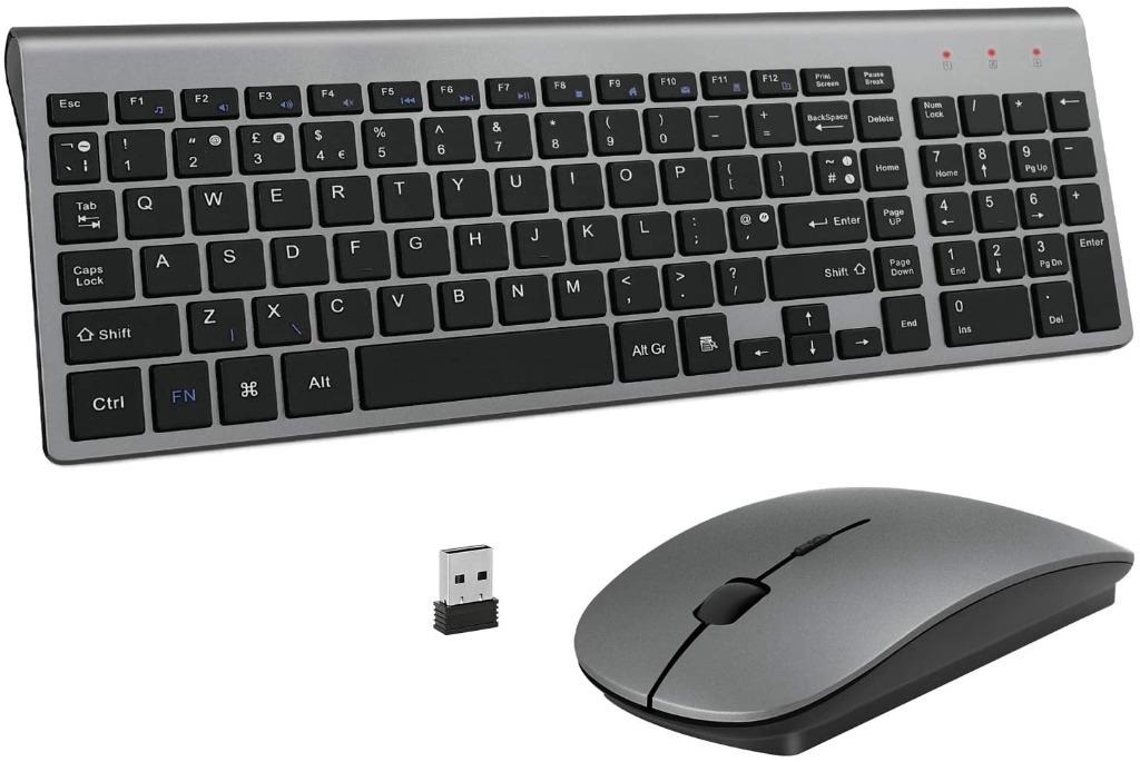 F3467 Wireless Keyboard and Mouse, Full Size Keyboard Set Compact UK ...