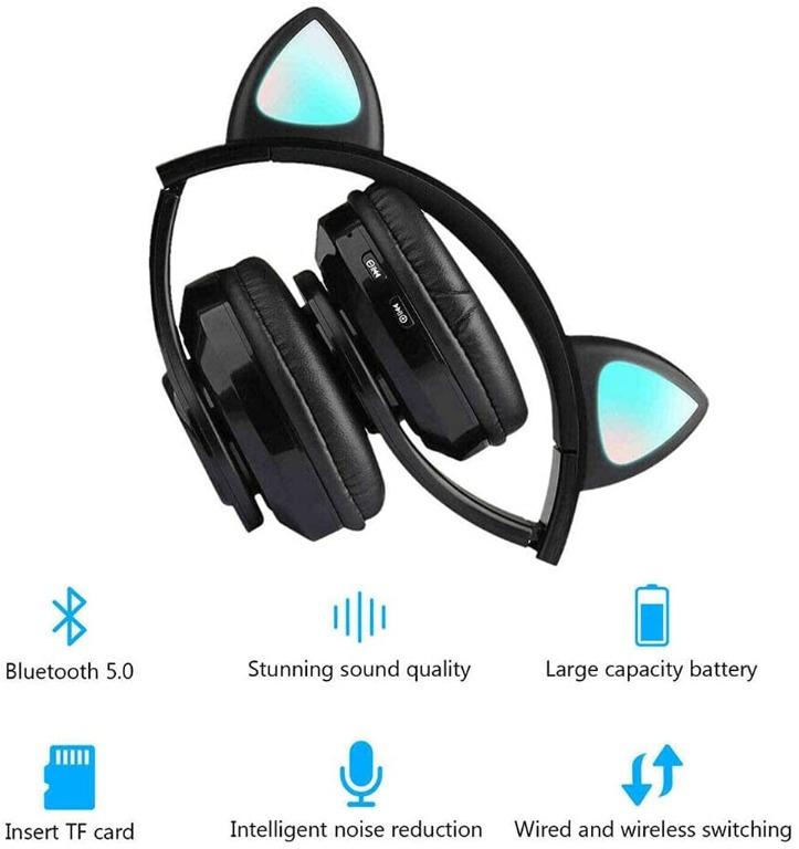 F3482 Headphone HXZB39 RGB Cat Ear Headphonees Bluetooth 5.0 Wireless