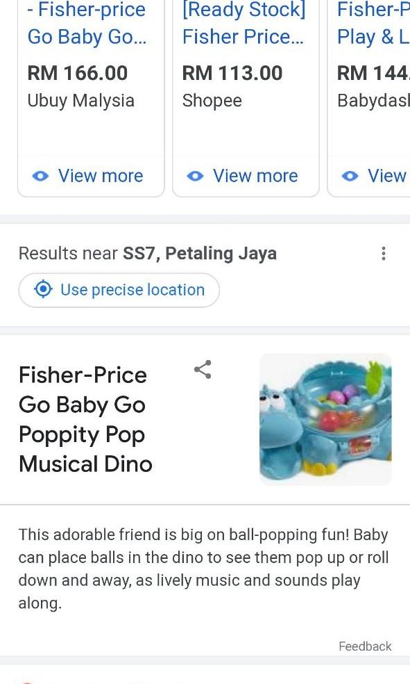 Fisher Price Go Baby Go Poppity Pop Musical Dino function
