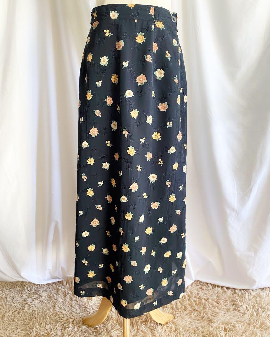 FLOWER DARK KOREAN STYLE LONG SKIRT