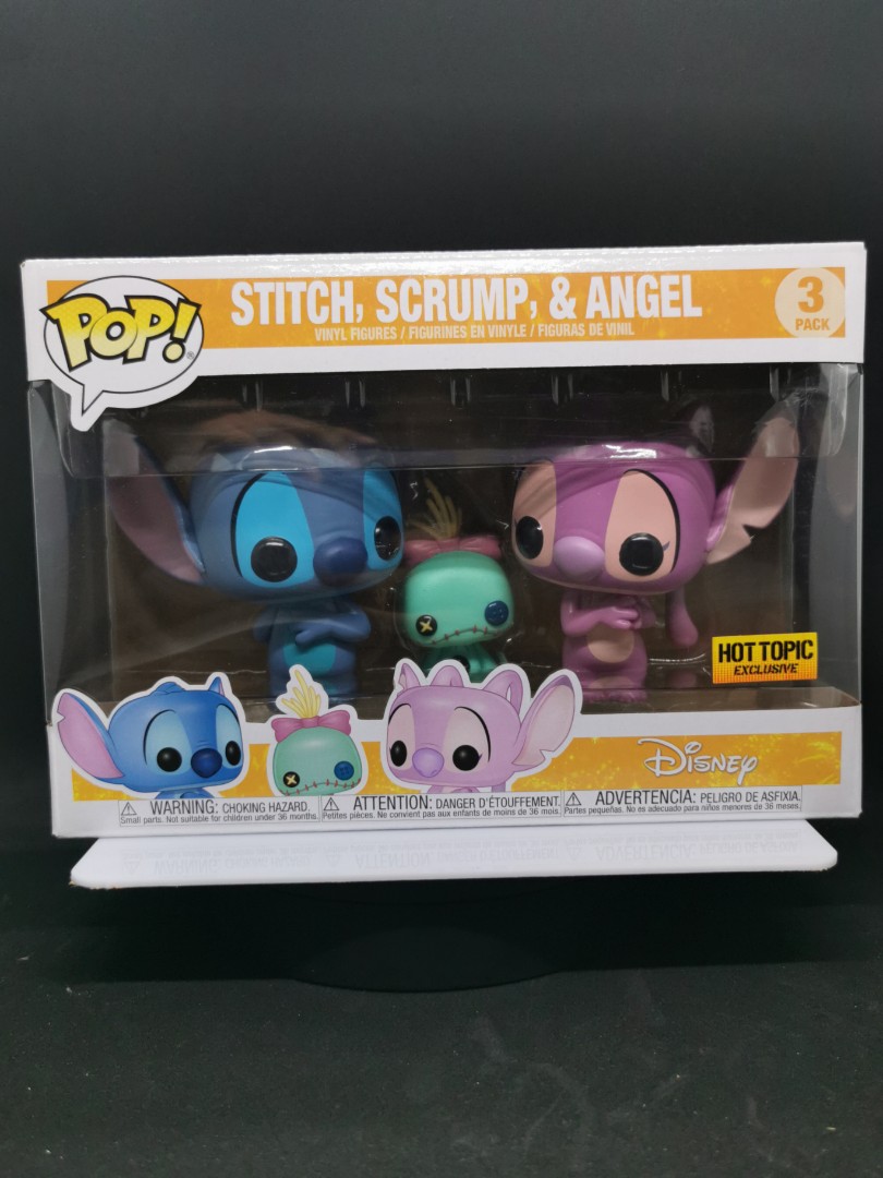 Funko Pop Stitch Scrump and Angel 3 pack Hot Topic exclusive, Hobbies &  Toys, Collectibles & Memorabilia, Fan Merchandise on Carousell