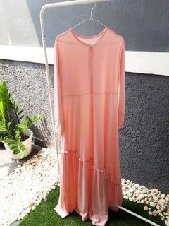 Gamis jersey warna soft pink