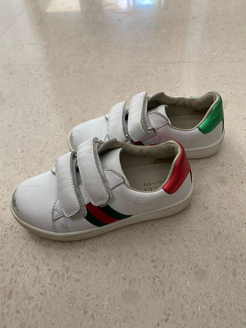 Gucci kids leather web detailed sneakers size 26 Luxury Sneakers