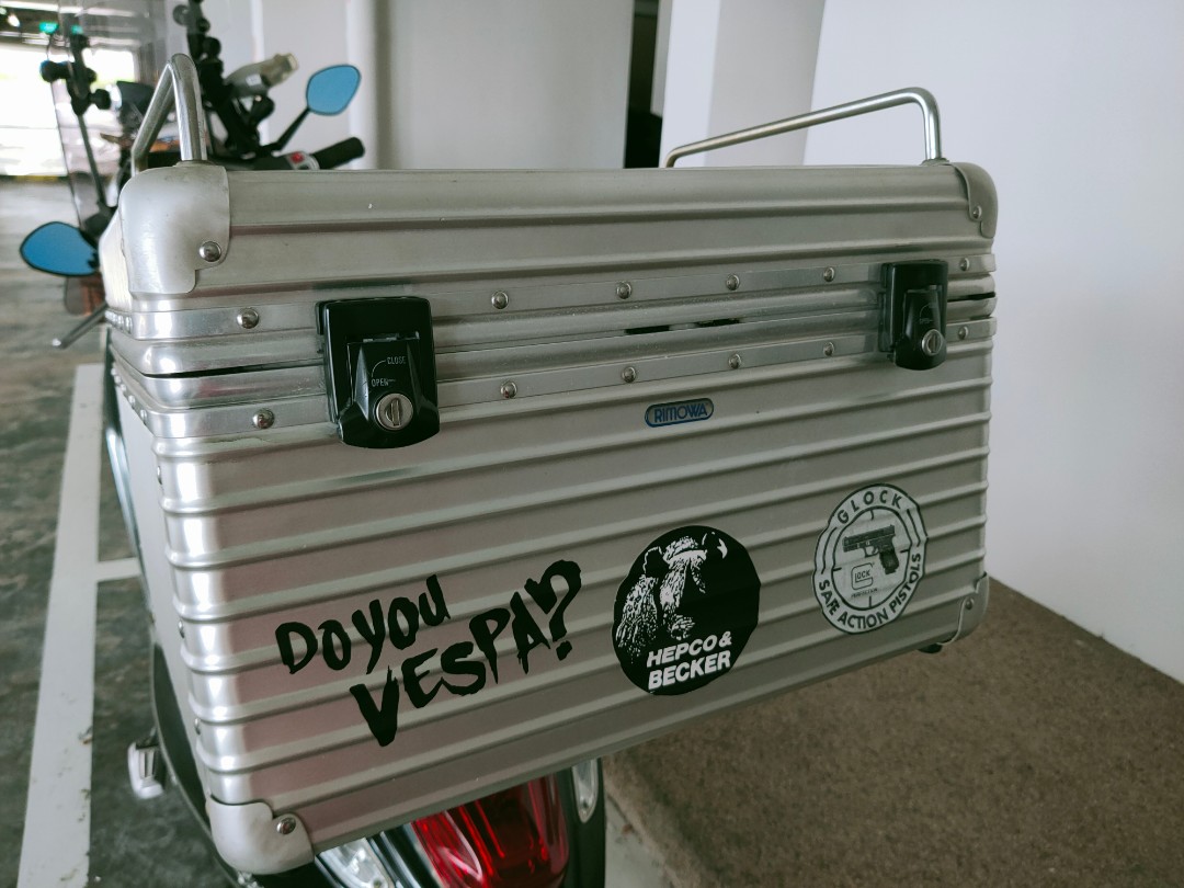 Rimowa motorcycle shop luggage