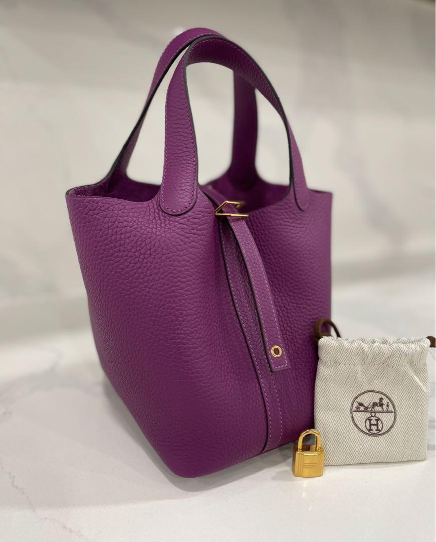 NEW HERMES HANDBAGS PICOTIN 18 P9 HANDBAG ANEMONE