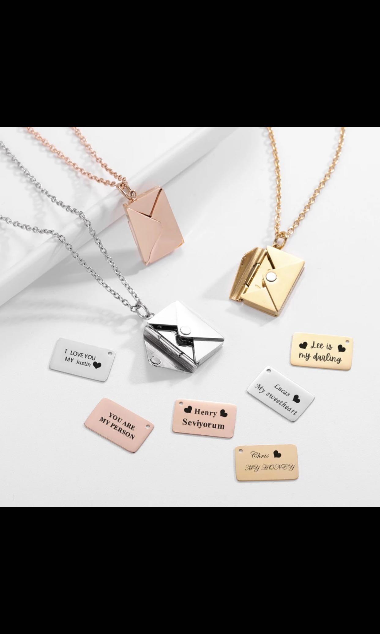Hidden Message Custom Engrave Necklace Surprise Necklace Couple