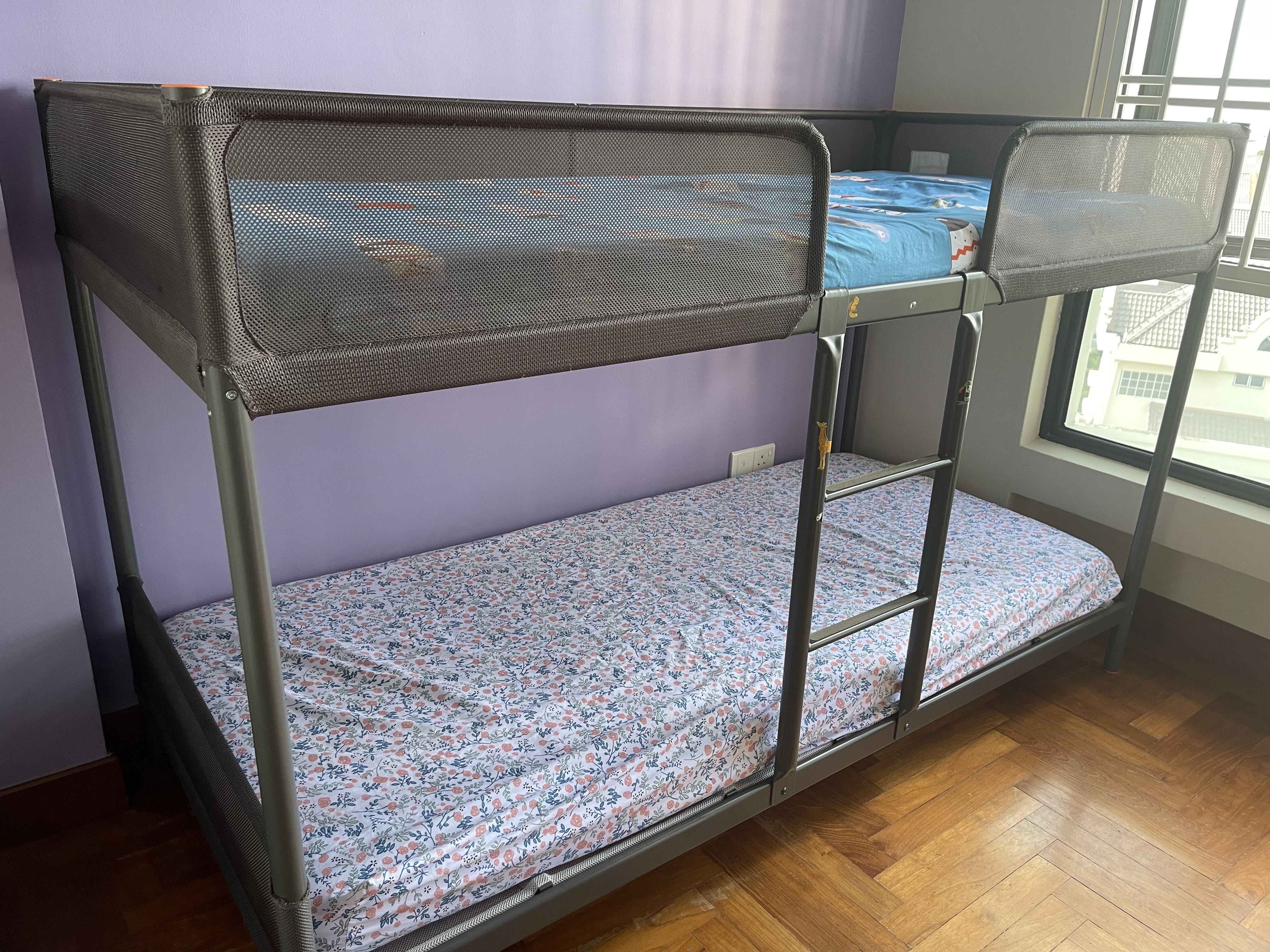 IKEA bunk bed with mattress, Furniture & Home Living, Furniture, Bed
