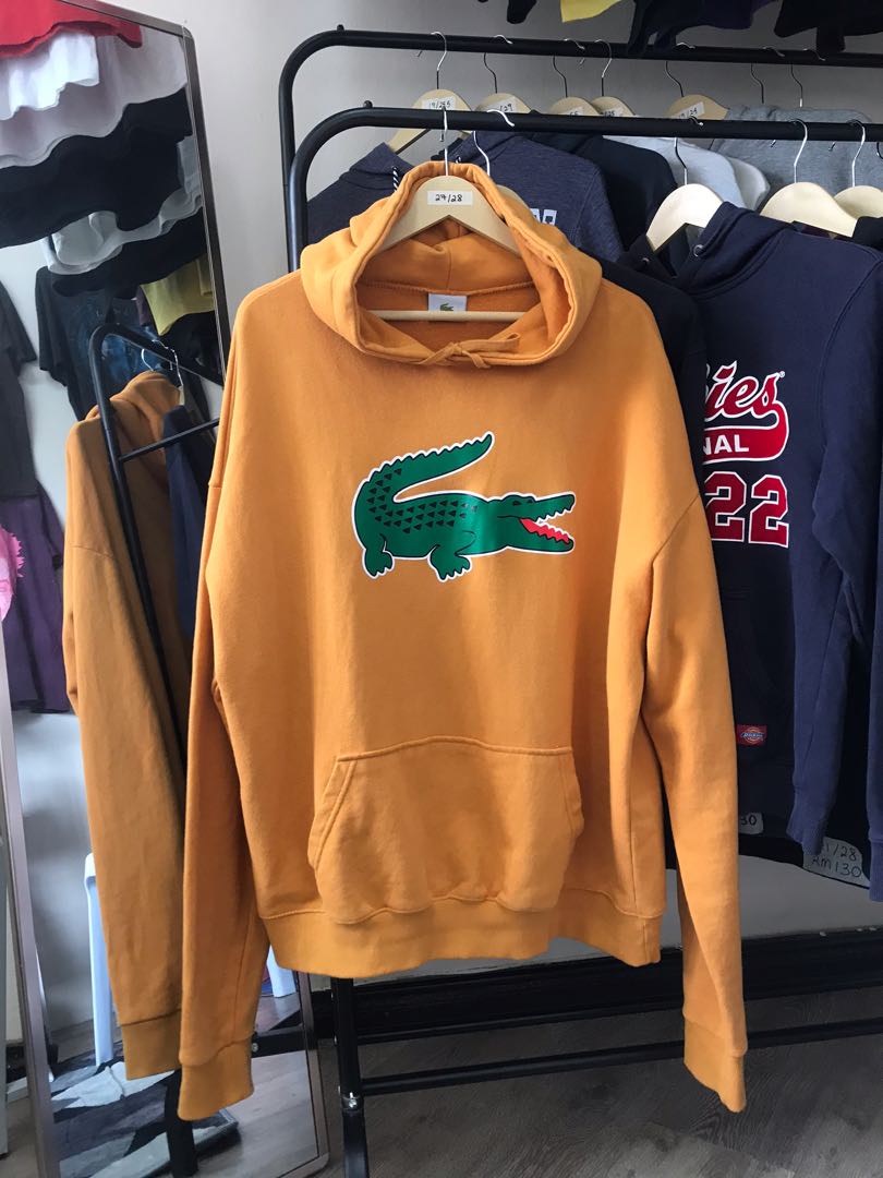 Yellow lacoste hoodie sales