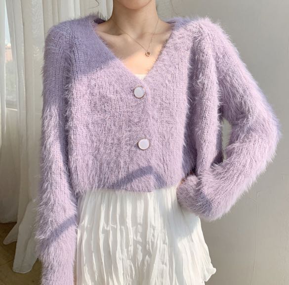 Purple fluffy clearance cardigan