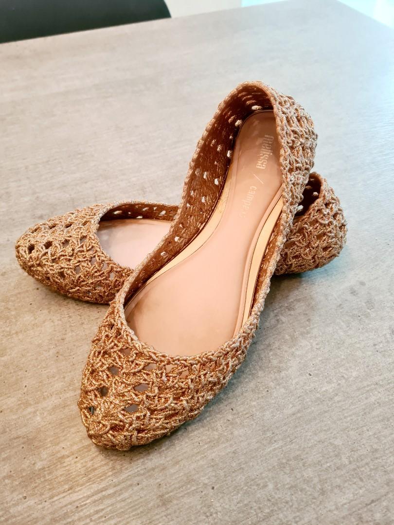 Melissa X Campana Crochet Flats Pink Glitter Women s Fashion