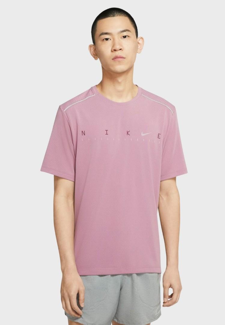 Nike dri fit online miler t shirt pink