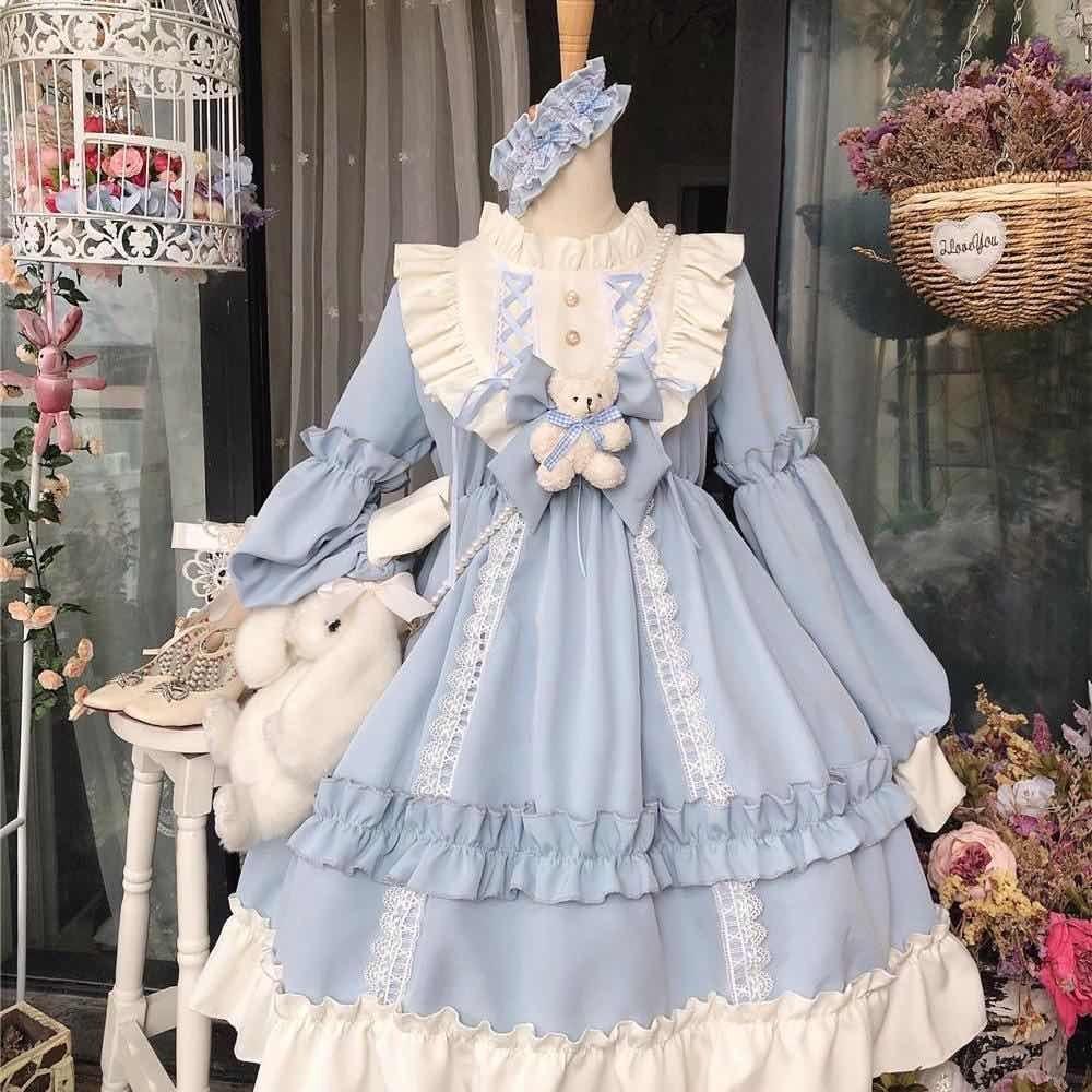 Blue Lolita Plush Fairy Kawaii Dress 
