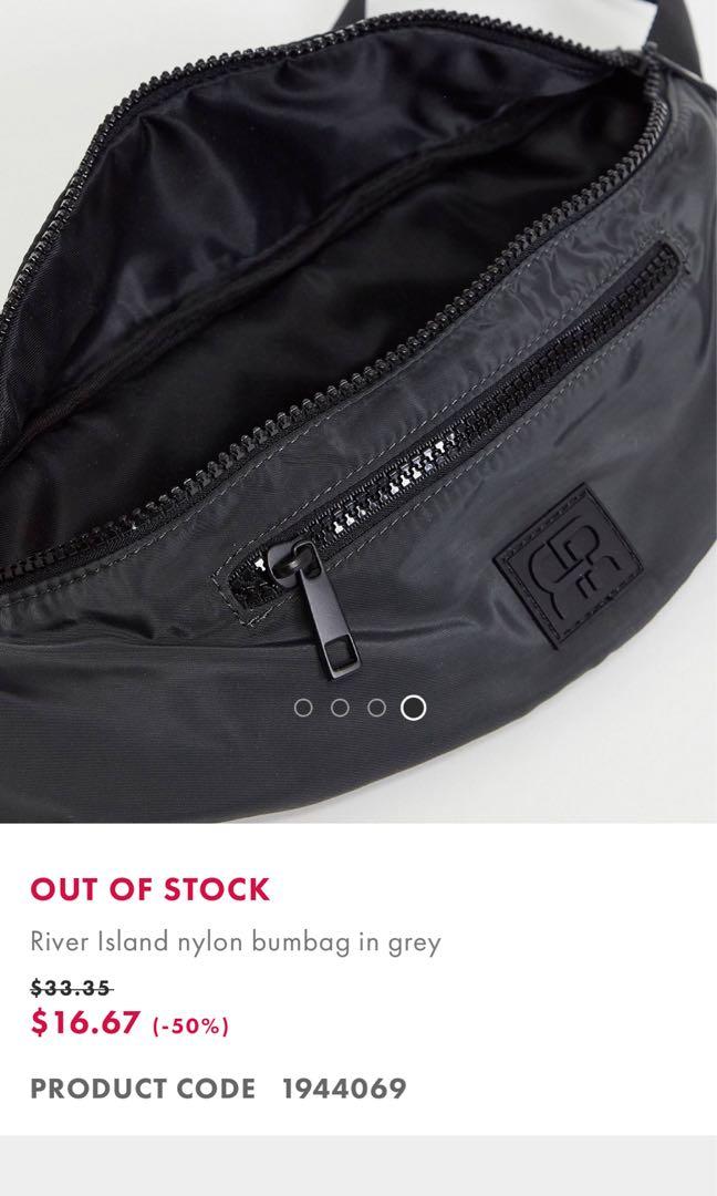 River island nylon bum bag in Grey