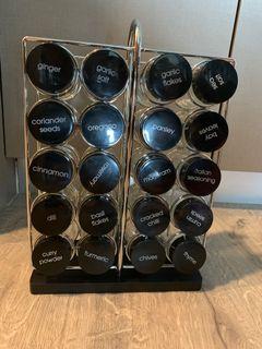 Spice bottles with rack