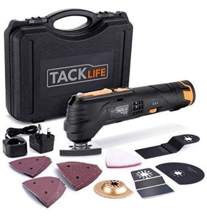 ????️Tacklife Oscillating Tool Cordless 12V, 2.0Ah Lithium Battery,  Variable Speed, Quick Change Fitting, 24pcs Accessories Includes Cutting  Discs, Blades, Sander Sheets/PMT01B, Furniture  Home Living, Home  Improvement  Organisation, Home Improvement