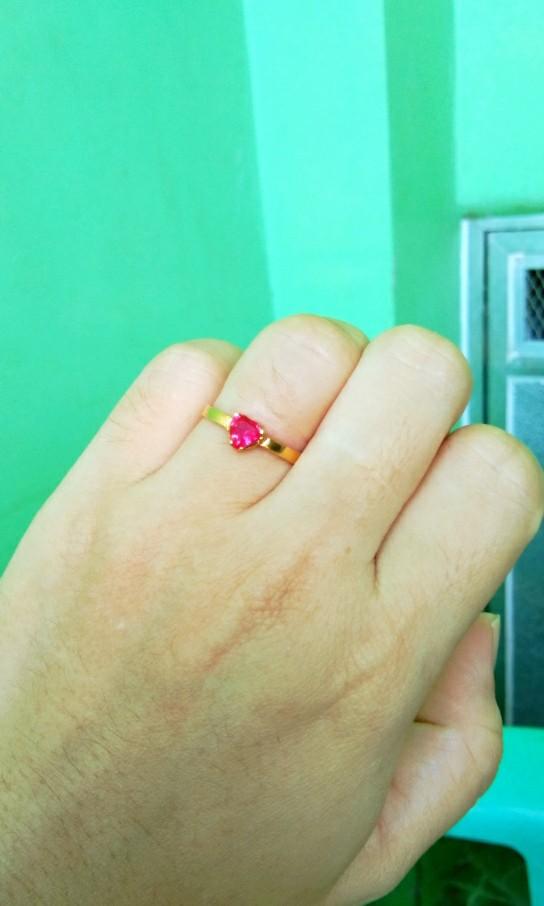 14k Gold with pink heart (Category: Rings) located in Cavite. Submitted by marie_xcess (Listing ID 1119066200, Image 3). Description: 14k gold with pink genuine synthetic stone 1.7 grams Size 6.