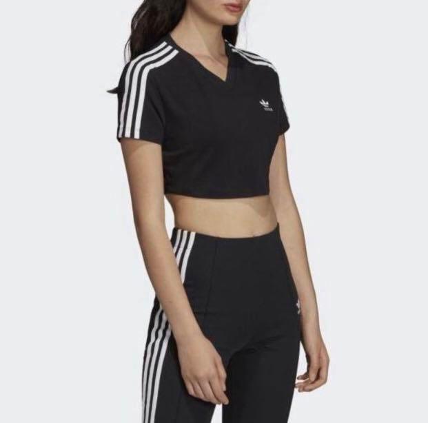 Black and white deals adidas crop top