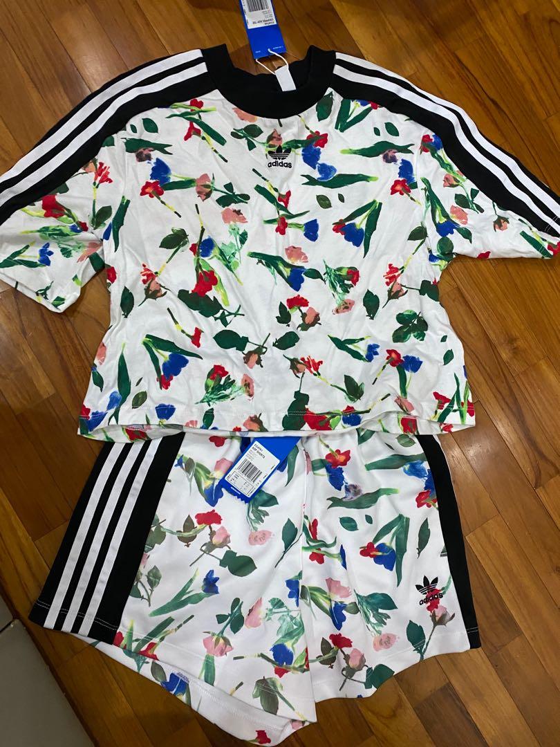 Adidas floral shirt and shorts new arrivals