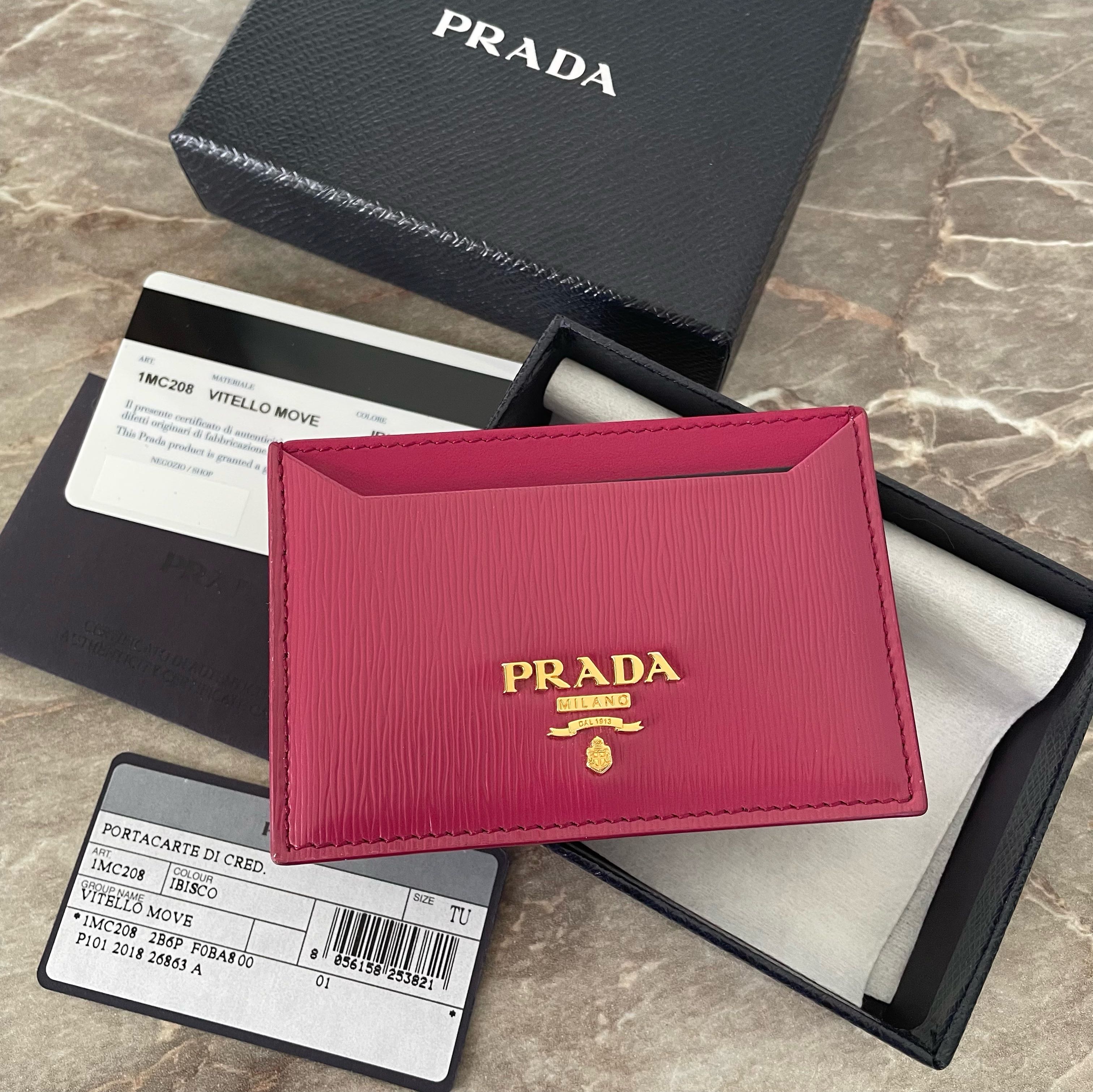 Authentic Prada Card Holder in Vitello Move Ibisco, Women's Fashion