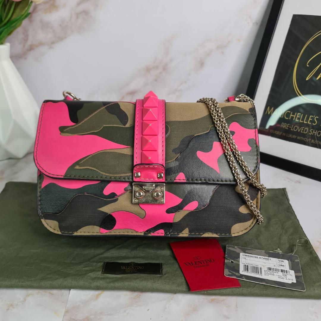 Authentic Valentino Garavani Camouflage Glam Lock Shoulder Bag, Luxury, Bags & on Carousell