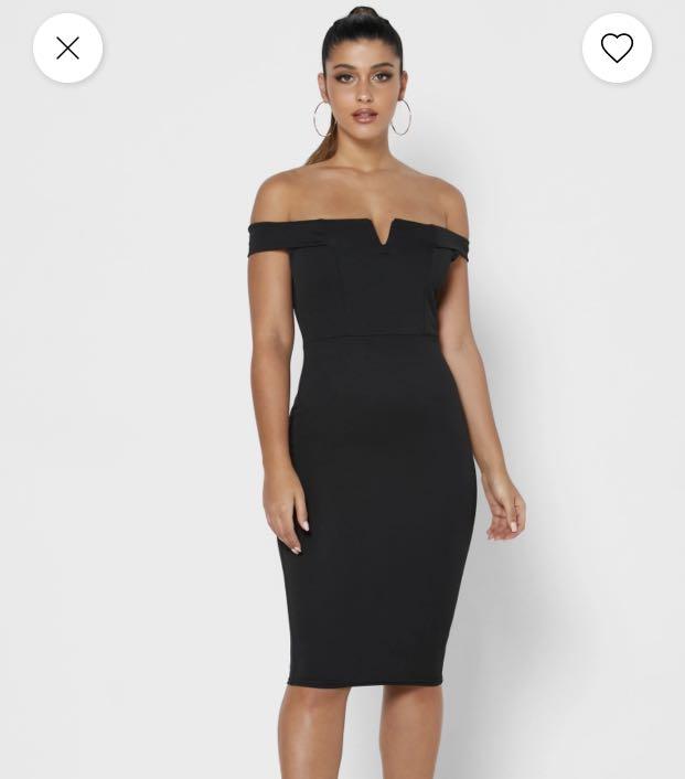 V front hotsell bardot midi dress